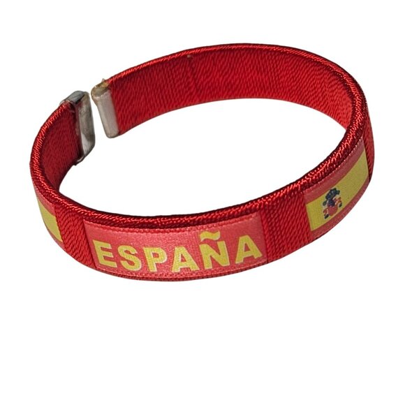 España Flag Red Cuff Bracelet Spain Coat Of Arms Design Fashion Men - Picture 1 of 5
